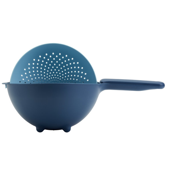 Basic Essentials Rotatable Colander Set with Swing Basket, Blue Wayfair